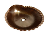 VENUS in Cafe Viejo - VS070CV - Shell Shape Vessel Bathroom Copper Sink - 16.5 x 15 x 6.25" - Thick Gauge 14