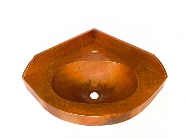 Copper Bathroom Corner Sink Bowl Lavatory