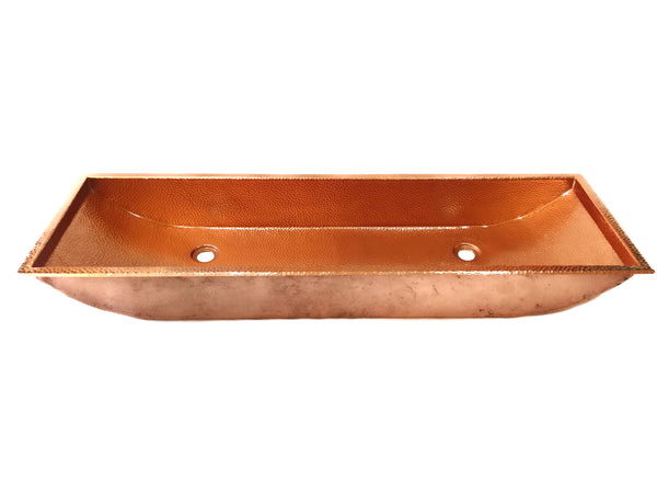 CONDO in POLISHED COPPER - VS040PC- Trough Undermount or Drop-In Dual  Bathroom Copper Sink with 1.0