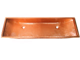 CONDO in POLISHED COPPER - VS040PC- Trough Undermount or Drop-In Dual Bathroom Copper Sink with 1.0" Flat Rim - 46 x 14 x 6" - Thick Gauge 14 - Extra Large
