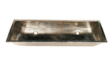 CONDO in POLISHED NICKEL - VS040PN - Trough Undermount or Drop-In Dual Bathroom Copper Sink with 1.0" Flat Rim - 46 x 14 x 6" - Thick Gauge 14 - Extra Large
