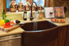 Farmhouse with Curved Apron Kitchen Copper Sink - Single Basin - 33 x 22 x 10.5" - KS008CV - Artesano Copper Sinks