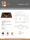 DOISNEAU in Natural - VS013NA - Rectangular Raised Profile Bathroom Copper Sink with 2" Apron - 20 x 14 x 6" - Gauge 16 - Artesano Copper Sinks