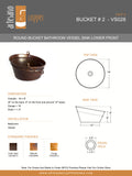 BUCKET # 2 in Natural - VS028NA - Round Vessel Bathroom Copper Sink - 16 x 8" - Gauge 16 - Artesano Copper Sinks