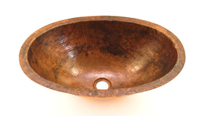 OVAL with Flat Rim in Natural - BS002NA - Undermount Bath Copper Sink - 19 x 14 x 6" - - www.artesanocoppersinks.com