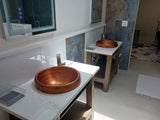 CARTIER-BRESSON in Fuego - VS014FU - Round Raised Profile Bathroom Copper Sink with 2" Apron - 17 x 6" - Gauge 16
