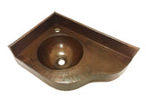 Corner Vanity Wall Mounted with integrated 10" Round Sink and 3" Apron in Cafe Viejo. Left  Wall =13", Right Wall = 20" - VS044CV
