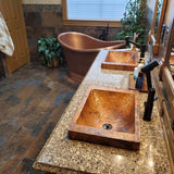 DOISNEAU in Natural - VS013NA - Rectangular Raised Profile Bathroom Copper Sink with 2" Apron - 20 x 14 x 6" - Gauge 16