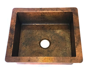 Cocinita Undermount Kitchen Copper Sink in Aged Copper - Single Basin - 25 x 22 x 9.5" - KS020AGCO