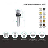 Grid Bathroom Drain in Brushed Nickel 1.5"- DR400BN