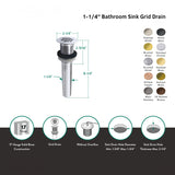 Grid Bathroom Drain in Antiqued Brass 1.5"- DR400AB