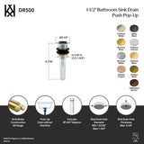 Pop - Up Bathroom Drain in Antiqued Brass 1.5"- DR500AB