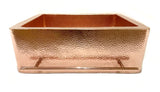 Farmhouse Kitchen Copper Sink with Straight Apron and towel rack in Polished Copper - 24 x 20 x 8" - KS021PC