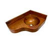Corner Vanity Wall Mounted with integrated 10" Round Sink and 3" Apron in Natural - Left Wall = 20", Right Wall = 13" - VS044NAR (Reversed)