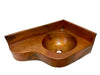 Corner Vanity Wall Mounted with integrated 10" Round Sink and 3" Apron in Natural - Left Wall = 20", Right Wall = 13" - VS044NAR (Reversed)