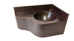 Corner Vanity Wall Mounted with integrated 10" Round Sink and 6" Apron in Cafe Viejo - Left Wall = 20", Right Wall = 13" - VS044CVR - 6 (Reversed) (Copy)