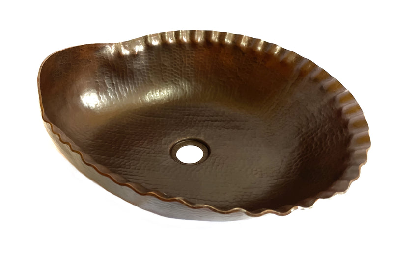 Oval Vessel Bathroom Copper Sink - 18 x 14 x 6