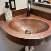 Corner Vanity Wall Mounted with integrated 15 x 10 x 6" Oval Sink and 3" Apron in Natural. Left & Right Walls =17 1/4" - VS080NA