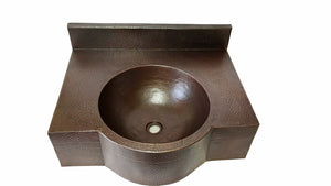 Wall Mounted Bathroom sink with integrated 14 x 5.5" Round Sink, 6" Apron front and 24" Back Wall in Cafe Viejo - VS083CV - 6