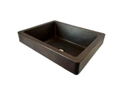 BRASSAI  in Cafe Viejo Sanded - VS100CVS - Rectangular Raised Profile Bathroom Copper Sink with 2.75" Apron - 17 x 14 x 6" - Gauge 16 - Artesano Copper Sinks