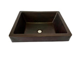 BRASSAI  in Cafe Viejo Sanded - VS100CVS - Rectangular Raised Profile Bathroom Copper Sink with 2.75" Apron - 17 x 14 x 6" - Gauge 16 - Artesano Copper Sinks