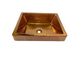 BRASSAI  in Polished Copper - VS100PC - Rectangular Raised Profile Bathroom Copper Sink with 2.75" Apron - 17 x 14 x 6" - Gauge 16 - Artesano Copper Sinks