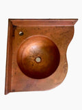 Corner Vanity Wall Mounted with integrated 13" Round Sink and 3" Apron in Natural. Left  Wall =20", Right Wall = 20" - VS2020NA