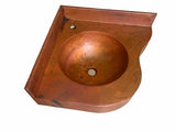Corner Vanity Wall Mounted with integrated 13" Round Sink and 3" Apron in Natural. Left  Wall =20", Right Wall = 20" - VS2020NA