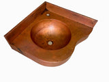 Corner Vanity Wall Mounted with integrated 13" Round Sink and 3" Apron in Natural. Left  Wall =20", Right Wall = 20" - VS2020NA