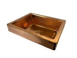 BRASSAI  in Polished Copper - VS100PC - Rectangular Raised Profile Bathroom Copper Sink with 2.75" Apron - 17 x 14 x 6" - Gauge 16 - Artesano Copper Sinks