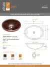OVAL with Rolled Rim in Cafe Viejo - BS003CV - Drop In Bath Copper Sink  - 19 x 14 x 6" - www.artesanocoppersinks.com