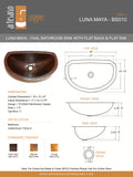 LUNA MAYA in Fuego - BS010FU - Oval Undermount Bath Copper Sink with Flat Back and Flat Rim - 19 x 12 x 6" - www.artesanocoppersinks.com