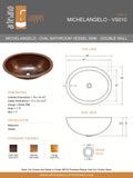 MICHELANGELO in Fuego - VS010FU - Oval Vessel Bathroom Copper Sink - 19 x 14 x 6" - Double Wall - www.artesanocoppersinks.com