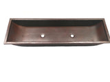 BASQUIAT in Cafe Viejo - VS041CV48 - Trough Undermount or Drop-In Bathroom Copper Sink with 1.0" Flat Rim - 48 x 14 x 6" - Thick Gauge 14 - Extra Large