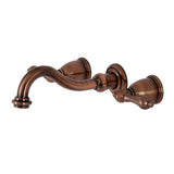 Two-Handle 3-Hole Wall Mount Bathroom Faucet in Antiqued Copper - BFKS312ALAC
