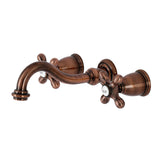 Two-Handle 3-Hole Wall Mount Bathroom Faucet in Antiqued Copper - BFKS312AXAC