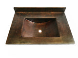 BIG SUR - Wall Mounted Copper Vanity 30 x 21" with integrated 18 x 12 x 4.5" Rectangular Sink in Cafe Viejo - VS046CV