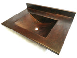 BIG SUR - Wall Mounted Copper Vanity 30 x 21" with integrated 18 x 12 x 4.5" Rectangular Sink in Cafe Viejo - VS046CV
