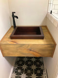 CAPA in Cafe Viejo - VS032CV - Rectangular Raised Profile Bathroom Copper Sink with 2" Apron - 20 x 16 x 5" - Gauge 16 - Artesano Copper Sinks