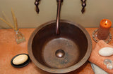 CLAUDEL in Cafe Viejo - VS012CV - Round Vessel Bathroom Copper Sink - 16 x 6" - Double Wall - www.artesanocoppersinks.com