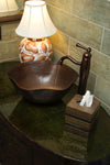 DALI in Cafe Viejo - VS005CV - Rippled Vessel Bathroom Copper Sink - 16 x 6.5" - Thick Gauge 14 - Artesano Copper Sinks