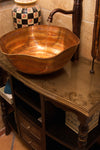 DALI in Fuego - VS005FU - Rippled Vessel Bathroom Copper Sink - 16 x 6.5" - Thick Gauge 14 - Artesano Copper Sinks
