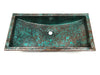 HOCKNEY in OXIDIZED COPPER - VS042OC - Trough Undermount or Drop-In  Bathroom Copper Sink with 1.0" Flat Rim - 26 x 13 x 6" - Thick Gauge 14