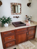 HOSOE in Cafe Viejo - VS033CV - Square Raised Profile Bathroom Copper Sink with 1.5" Apron - 15 x 15 x 5" - Gauge 16 - Artesano Copper Sinks