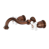 Two-Handle 3-Hole Wall Mount Bathroom Faucet in Antiqued Copper - BFKS312PXAC