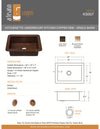 Kitchenette Undermount Kitchen Copper Sink - Single Basin - 22 x 16 x 7" - KS007CV - Artesano Copper Sinks