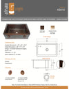 Farmhouse with Straight Apron Kitchen Copper Sink with Rings - Single Basin - 33 x 22 x 10.5" - KS010CV - Artesano Copper Sinks