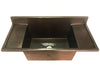 Undermount Kitchen Copper Sink - Single Basin with Backsplash and Drying Racks - 36 x 16 x 10" - KS016CV