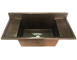 Undermount Kitchen Copper Sink - Single Basin with Backsplash and Drying Racks - 36 x 16 x 10" - KS016CV