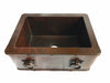 Small Farmhouse with Straight Apron Kitchen Copper Sink with Rings - Single Basin - 25 x 18 x 10.5" - KS018CV